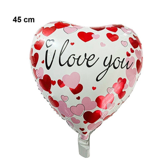 Balon din Folie Metalizata, Figurina Inima I LOVE YOU, Tematica Valentines Day, Umflare Aer sau Heliu, Pai Inclus, 45 cm, Rosu