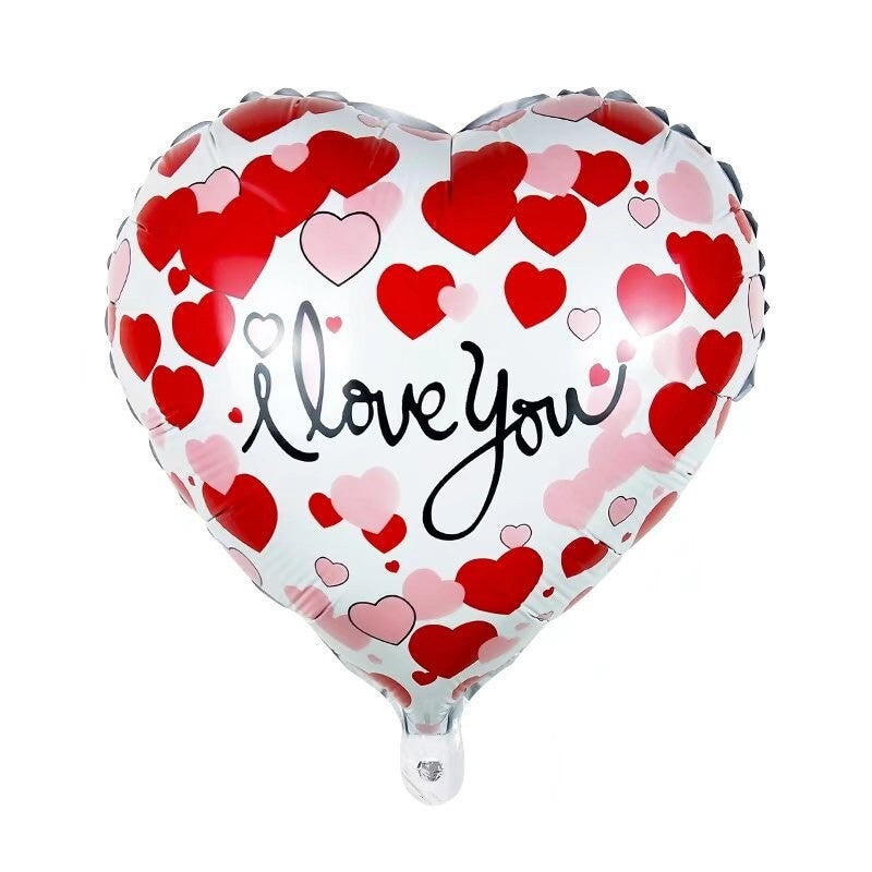 Balon din Folie Metalizata, Figurina Inima I LOVE YOU, Tematica Valentines Day, Umflare Aer sau Heliu, Pai Inclus, 45 cm, Rosu