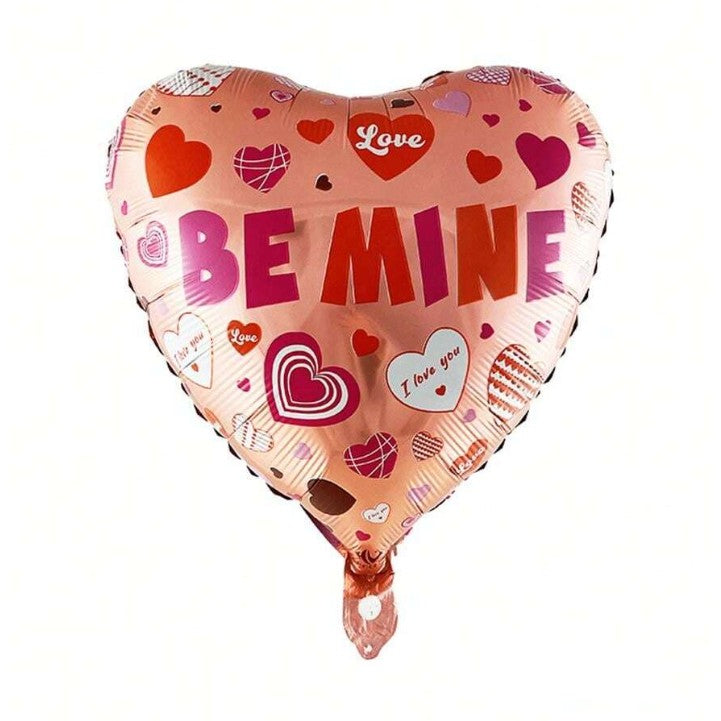 Balon din Folie Metalizata, Figurina Inimioara Be Mine, Tematica Iubire si Valentine's Day, Umflare Aer sau Heliu, Pai Inclus, 45 cm, Rosu