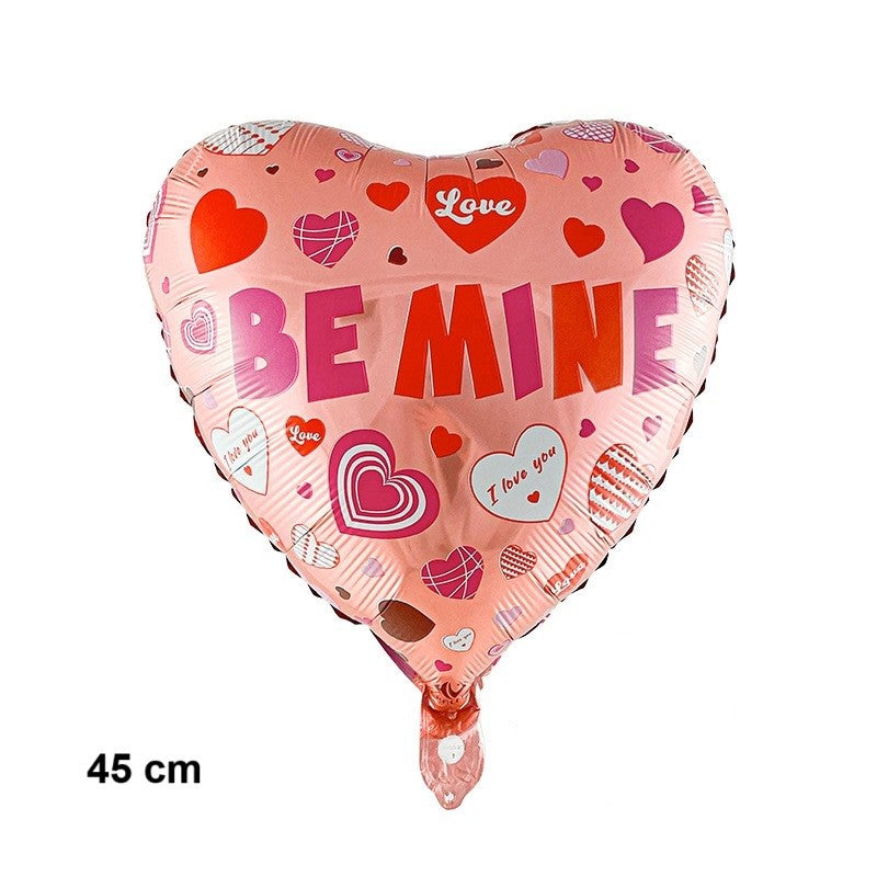 Balon din Folie Metalizata, Figurina Inimioara Be Mine, Tematica Iubire si Valentine's Day, Umflare Aer sau Heliu, Pai Inclus, 45 cm, Rosu
