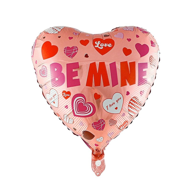 Balon din Folie Metalizata, Figurina Inimioara Be Mine, Tematica Iubire si Valentine's Day, Umflare Aer sau Heliu, Pai Inclus, 45 cm, Rosu
