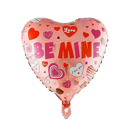 Balon din Folie Metalizata, Figurina Inimioara Be Mine, Tematica Iubire si Valentine's Day, Umflare Aer sau Heliu, Pai Inclus, 45 cm, Rosu