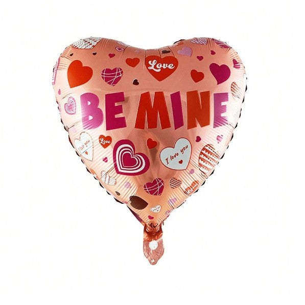 Balon din Folie Metalizata, Figurina Inimioara Be Mine, Tematica Iubire si Valentine's Day, Umflare Aer sau Heliu, Pai Inclus, 45 cm, Rosu