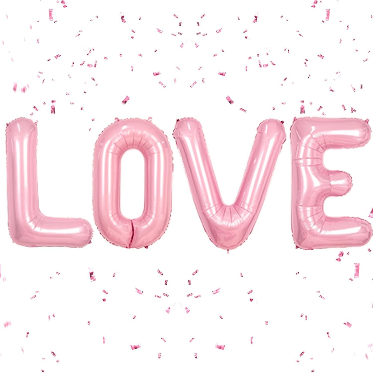 Set 4 Baloane Litere Love, Decoratiuni Petrecere Tema Iubire, Folie Metalizata, Umflare Aer sau Heliu, Pai Inclus, 80 cm, Roz