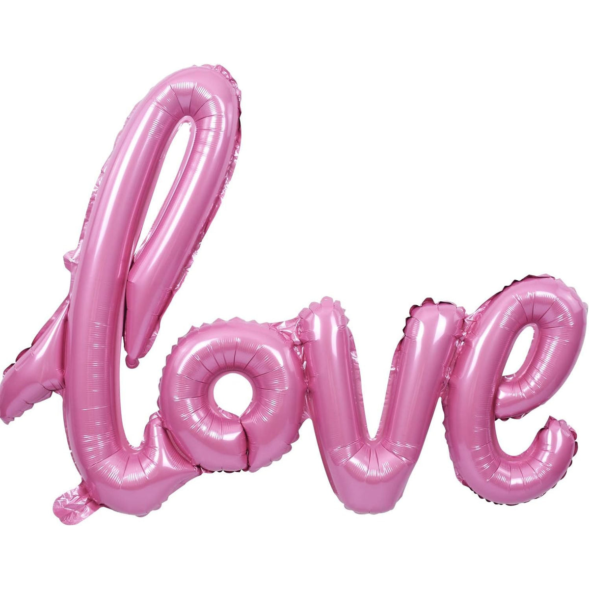 Balon din Folie Metalizata Love, Model Scris de Mana, Decoratiuni Ziua Indragostitilor si Aniversari, Umflare Aer sau Heliu, Include Pai, 102x65 cm, Roz