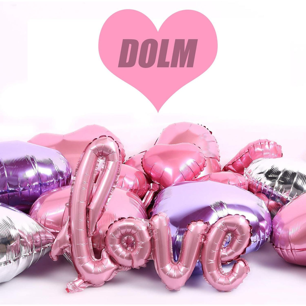 Balon din Folie Metalizata Love, Model Scris de Mana, Decoratiuni Ziua Indragostitilor si Aniversari, Umflare Aer sau Heliu, Include Pai, 102x65 cm, Roz