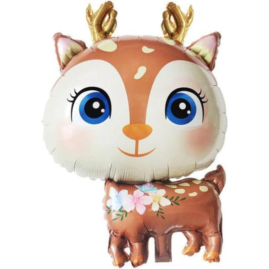 Balon din Folie Metalizata, Model Cerb, Figurina pentru Aniversari si Petreceri, Umflare cu Aer sau Heliu, Include Pai, Maro, 49x74.5 cm