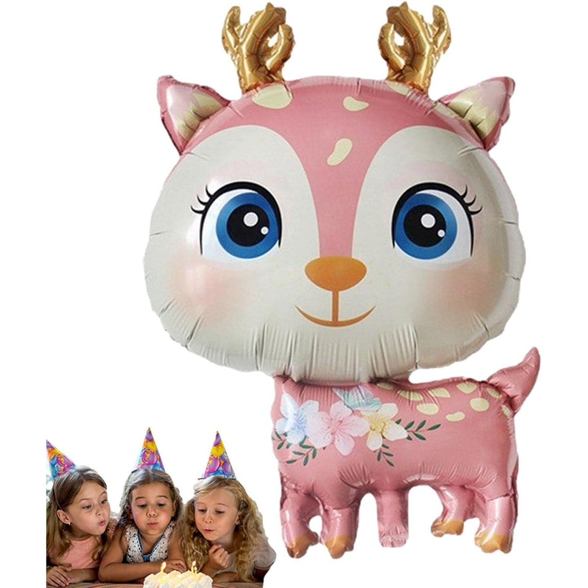 Balon din Folie Metalizata, Model Cerb, Mini Figurina pentru Petreceri si Aniversari, Compatibil Aer sau Heliu, Roz, 49x74.5 cm, 1 Bucata