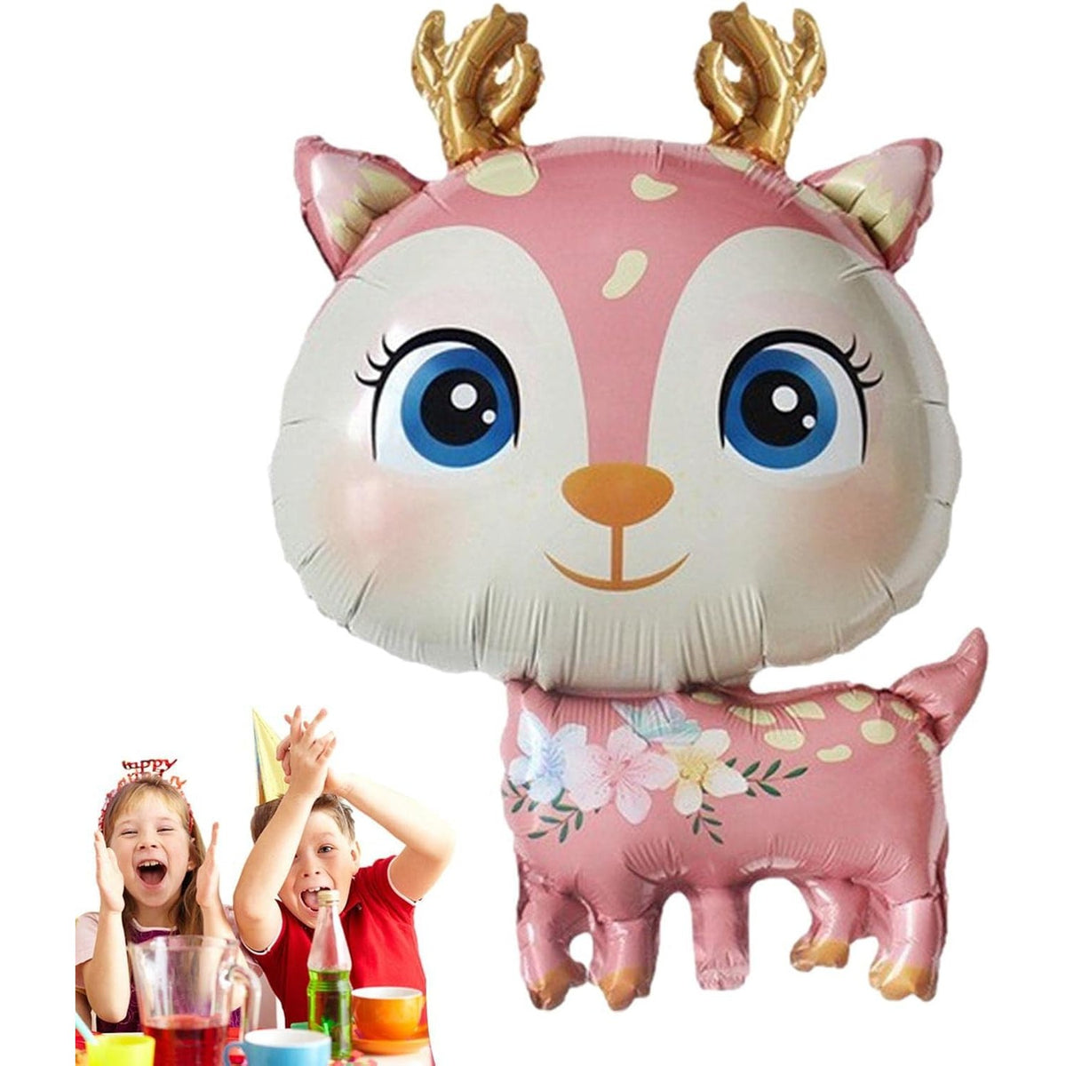 Balon din Folie Metalizata, Model Cerb, Mini Figurina pentru Petreceri si Aniversari, Compatibil Aer sau Heliu, Roz, 49x74.5 cm, 1 Bucata
