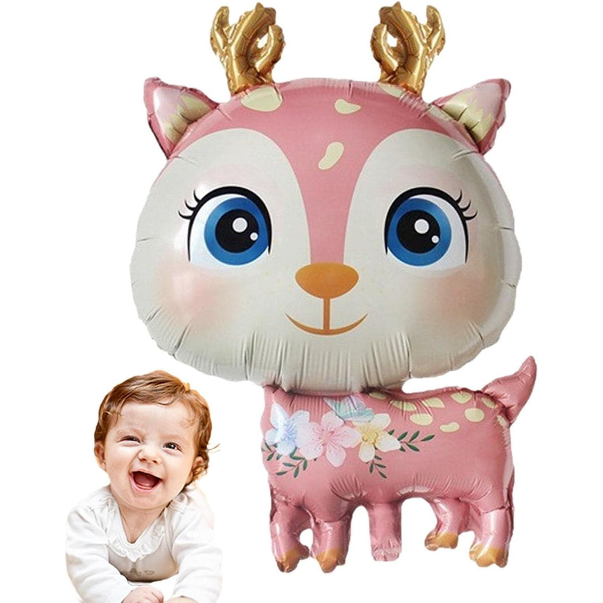 Balon din Folie Metalizata, Model Cerb, Mini Figurina pentru Petreceri si Aniversari, Compatibil Aer sau Heliu, Roz, 49x74.5 cm, 1 Bucata