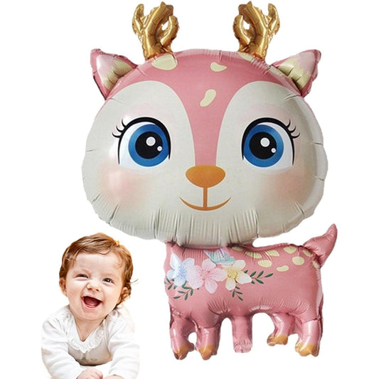 Balon din Folie Metalizata, Model Cerb, Mini Figurina pentru Petreceri si Aniversari, Compatibil Aer sau Heliu, Roz, 49x74.5 cm, 1 Bucata