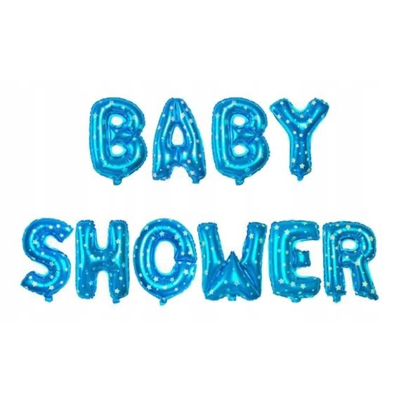 Set Baloane Baby Shower, Litere din Folie Metalizata 40 cm, Decor Petrecere Baiat, Include Pai, Ata si Adeziv, Umflare Aer sau Heliu, Albastru