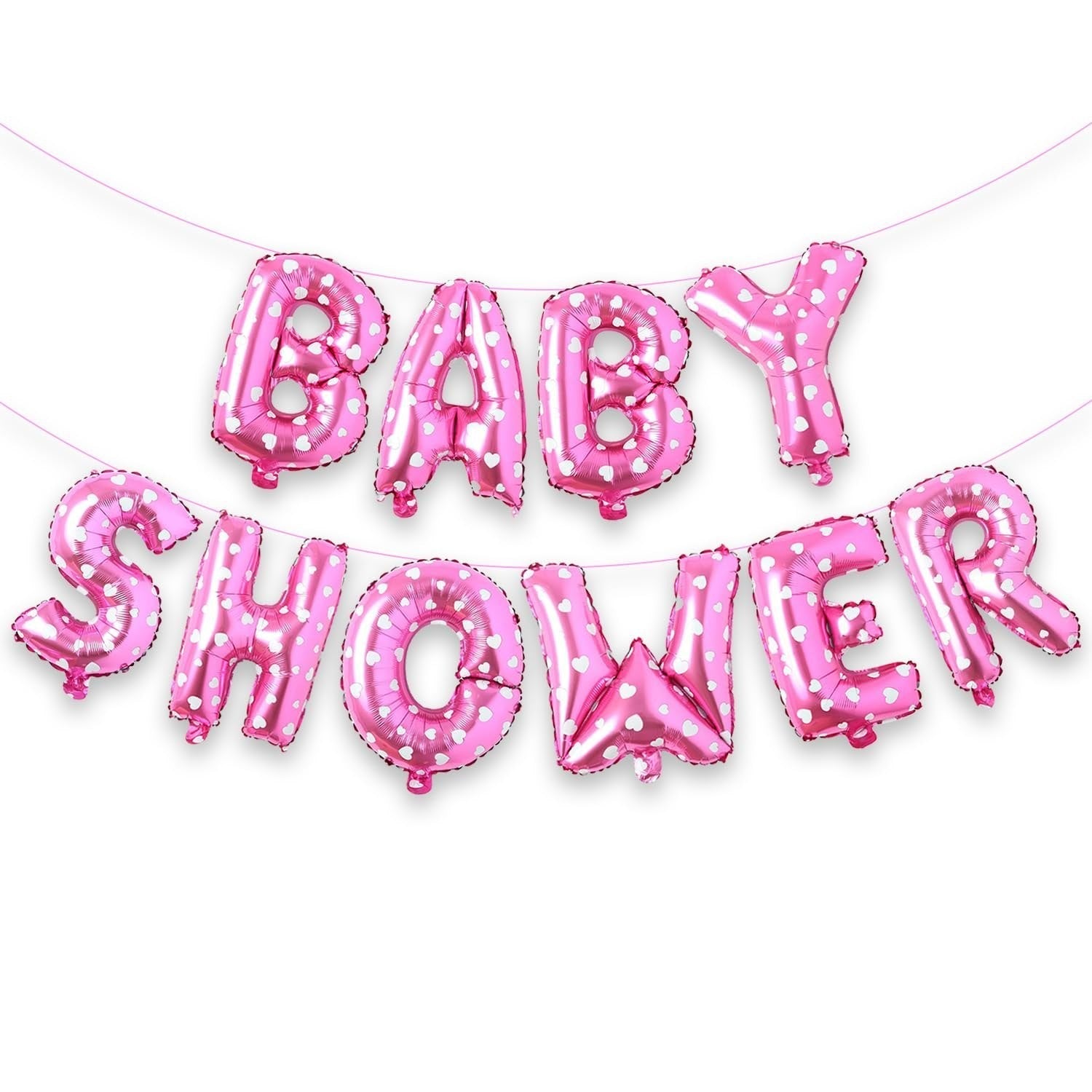 Set Baloane Baby Shower din Folie Metalizata, Litere 40 cm, Decoratiune Petrecere Botez, Include Pai, Ata si Adeziv, Umflare Aer sau Heliu, Roz