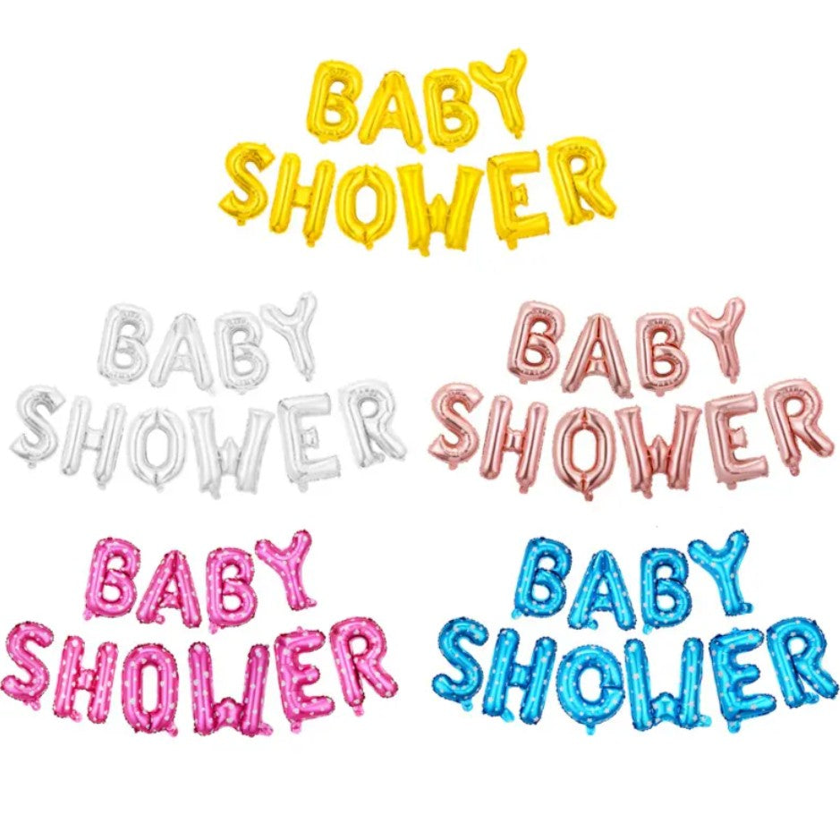 Set Baloane Baby Shower din Folie Metalizata, Litere 40 cm, Decoratiune Petrecere Botez, Include Pai, Ata si Adeziv, Umflare Aer sau Heliu, Roz