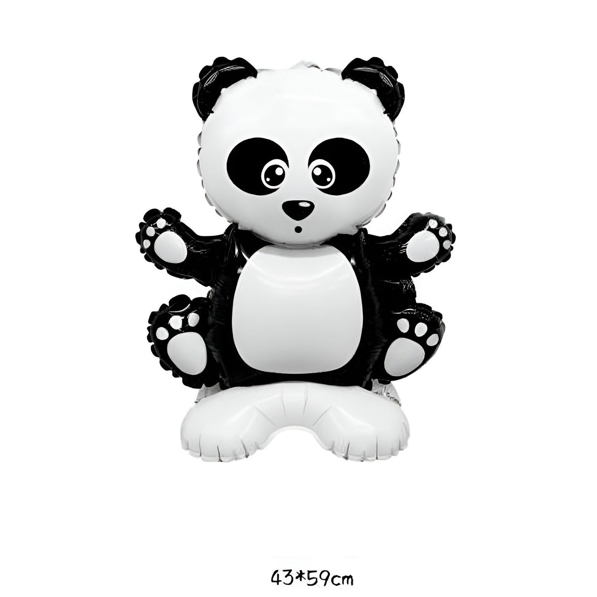 Balon Folie Metalizata Model Panda, Figurina Animalute pentru Petreceri, Umflare cu Aer sau Heliu, Include Pai, Alb si Negru, 43x59 cm