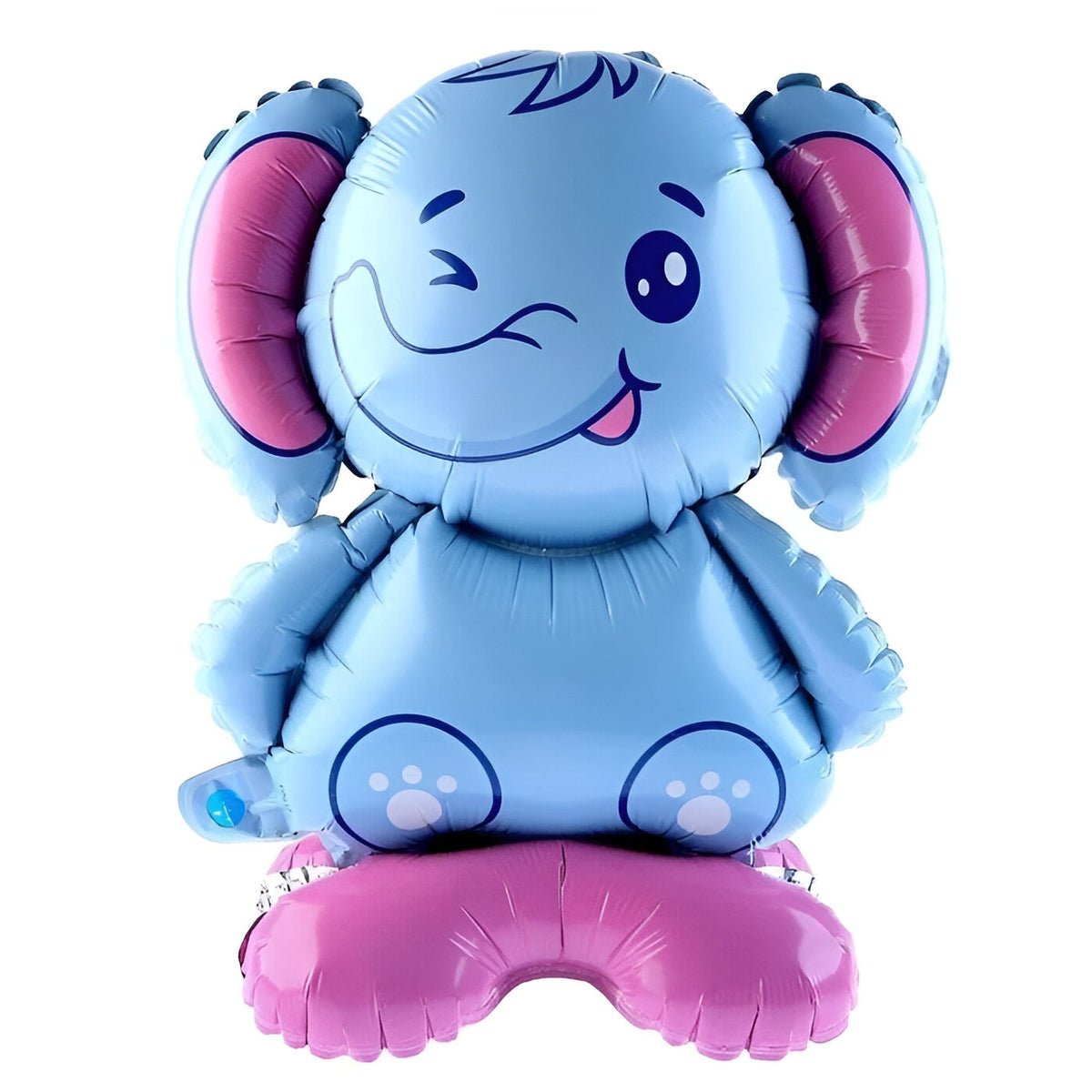 Balon din Folie Metalizată, Figurină Animăluț Model Elefant, Umflare Aer sau Heliu, Include Pai, Multicolor, 43x58 cm