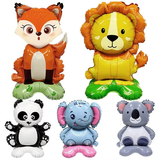 Balon din Folie Metalizata Model Koala, Figurina Animale pentru Aniversare, Umflare Aer sau Heliu, include Pai, Multicolor, 38x58 cm