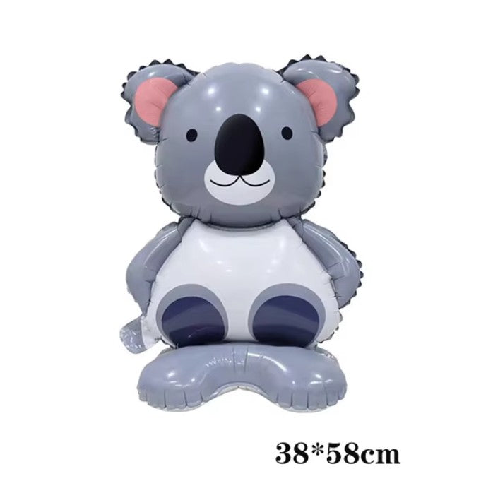 Balon din Folie Metalizata Model Koala, Figurina Animale pentru Aniversare, Umflare Aer sau Heliu, include Pai, Multicolor, 38x58 cm