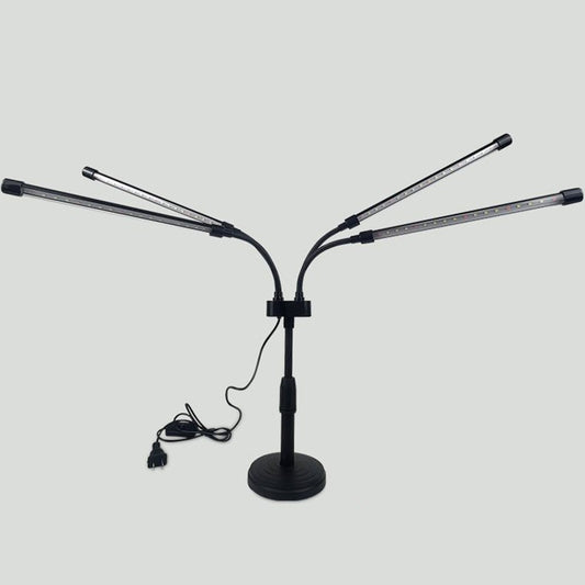 Lampa UV LED Pentru Cresterea Plantelor, Full Spectrum, 4 Brate Flexibile Cu Rotire 360 Grade, Temporizator 4-8-12H, 9 Niveluri De Intensitate, Clema De Fixare, 20W, 72 LED-uri, Lumina Alb-Mov