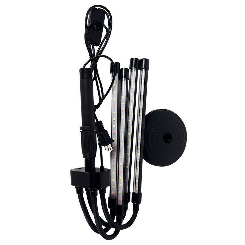 Lampa UV LED Pentru Cresterea Plantelor, Full Spectrum, 4 Brate Flexibile Cu Rotire 360 Grade, Temporizator 4-8-12H, 9 Niveluri De Intensitate, Clema De Fixare, 20W, 72 LED-uri, Lumina Alb-Mov