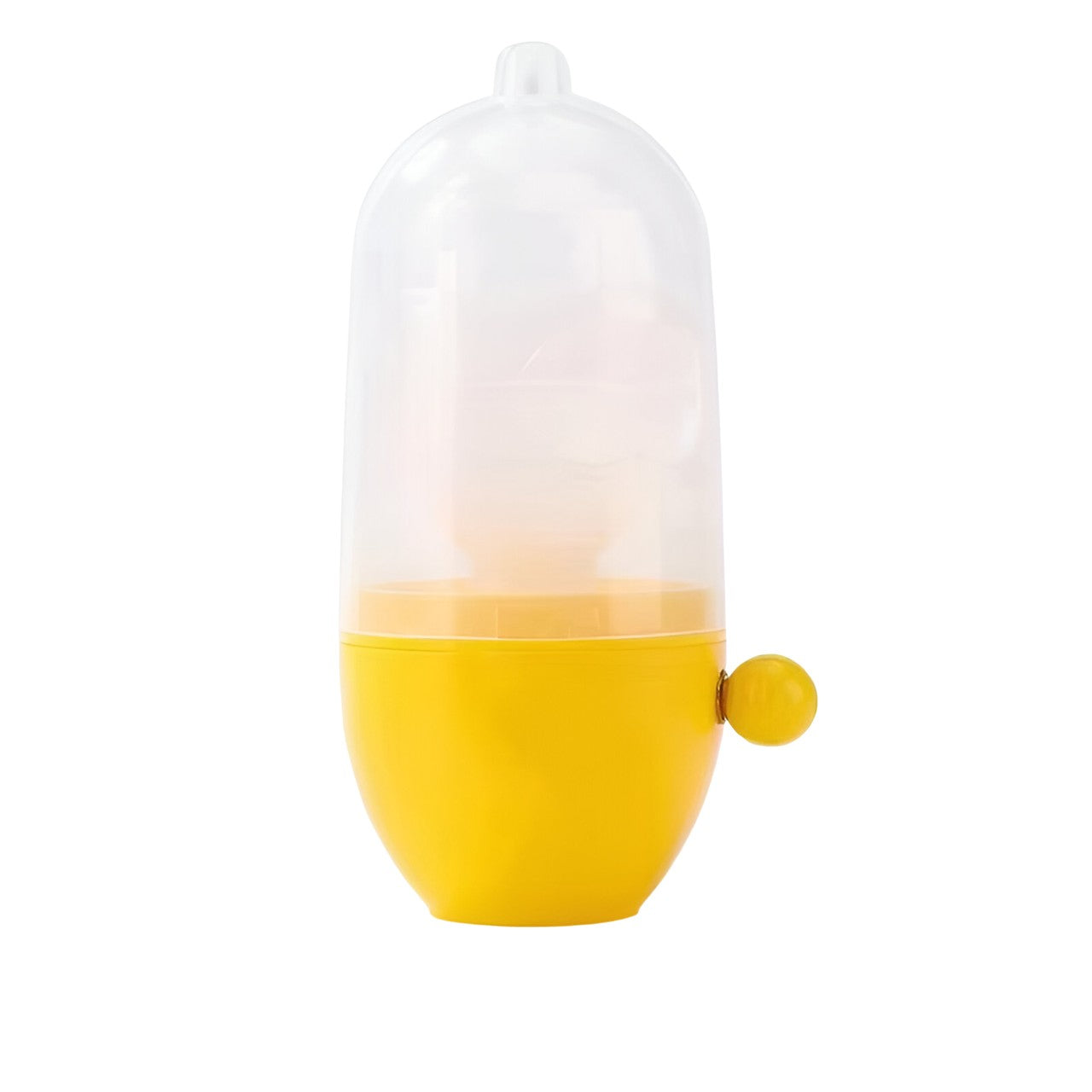 Shaker Manual pentru Oua, Mixer pentru Amestecare Galbenus si Albus, Dispozitiv cu Sfoara si Insertii de Silicon, Plastic Abs, 15x6 cm, Galben