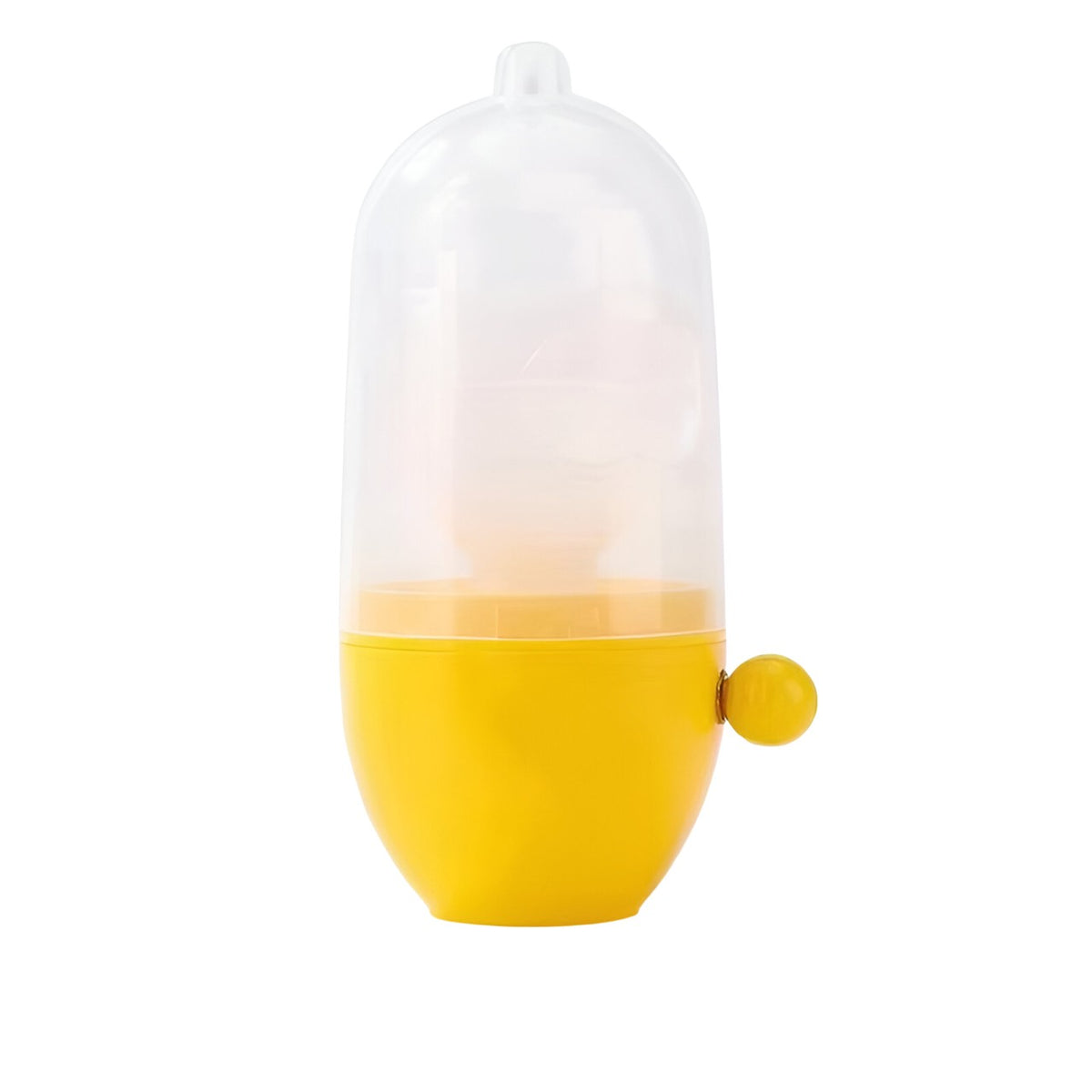 Shaker Manual pentru Oua, Mixer pentru Amestecare Galbenus si Albus, Dispozitiv cu Sfoara si Insertii de Silicon, Plastic Abs, 15x6 cm, Galben