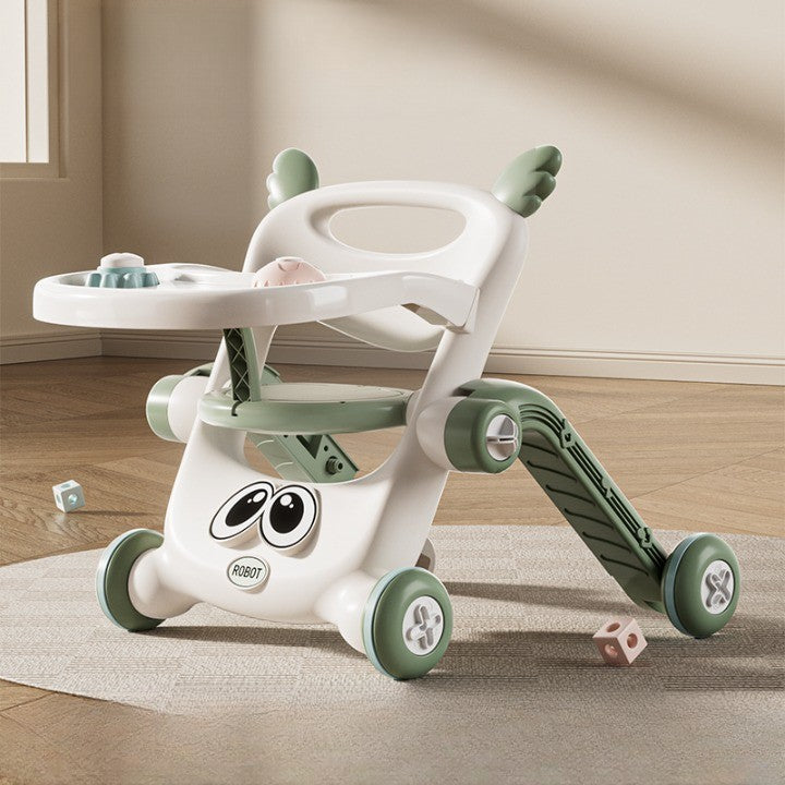 Antemergator Copii Multifunctional 8 in 1, Trotineta, Scuter si Scaun Reglabil, Interactiv cu Panou Muzical si Tavita Detasabila, Plastic Rezistent, 56x44x64cm, Verde