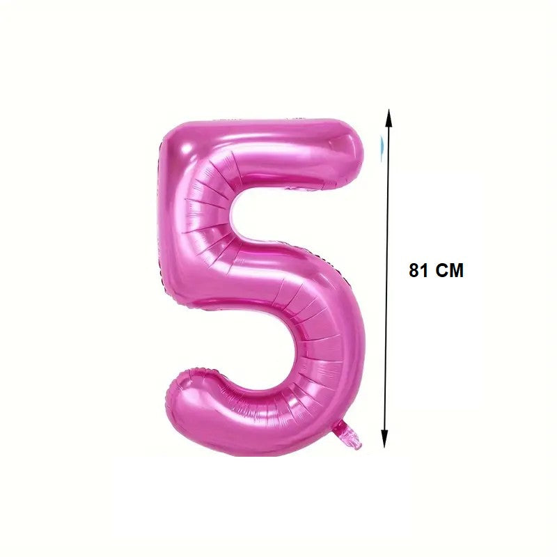 Balon Cifra 5 Pentru Aniversare, Umflare Aer Sau Heliu, Material Folie Aluminiu, Inălțime 81 cm, Mov