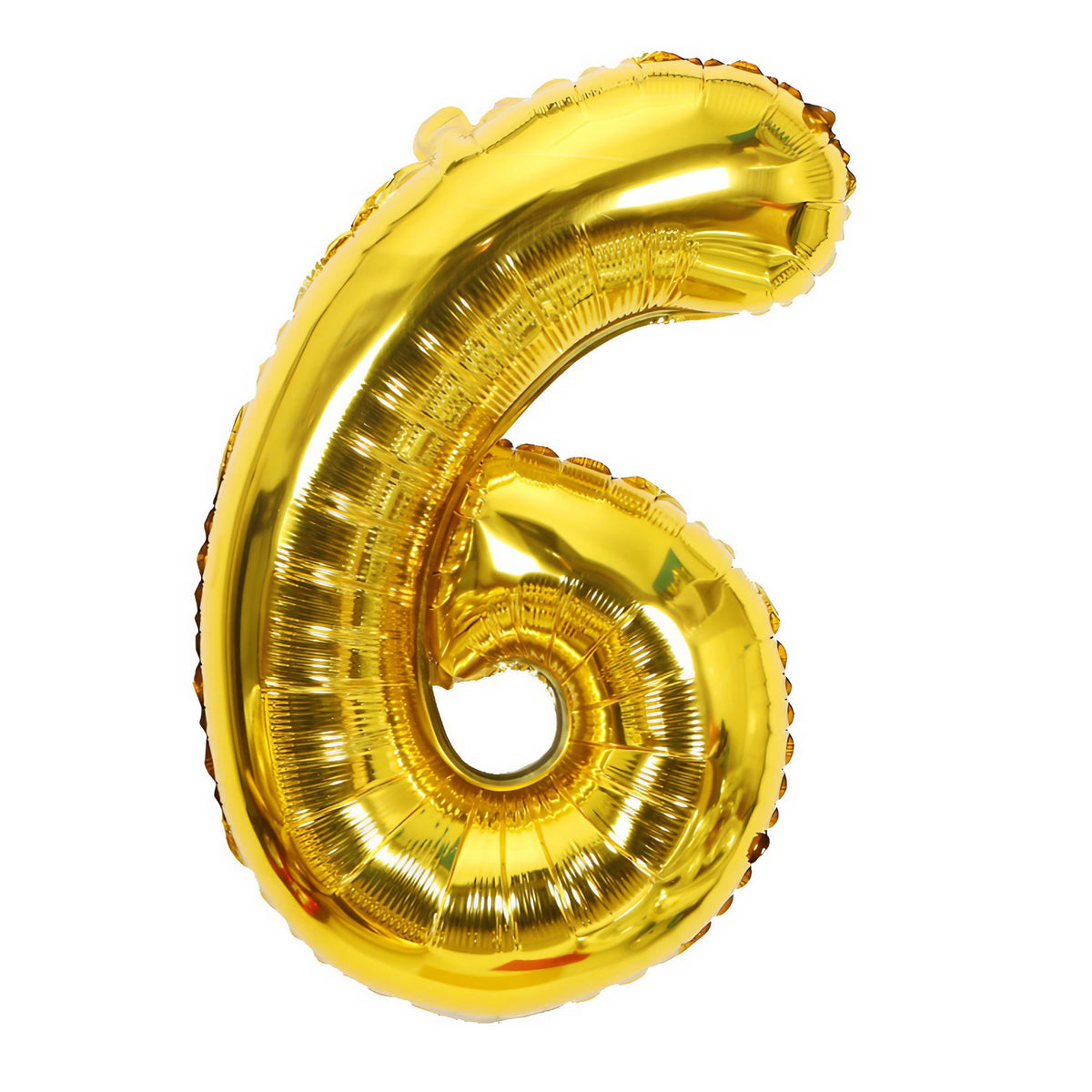Balon Cifra 6, Balon Aniversar din Folie Aluminiu, Umflare Aer sau Heliu, Reutilizabil cu Pai Inclus, 81 cm, Auriu