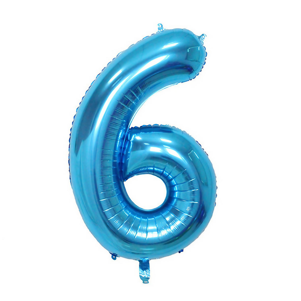 Balon Aniversar Cifra 6, Balon din Folie Aluminiu pentru Aer sau Heliu, Accesorii Petrecere, cu Pai de Umflare și Agățătoare, Albastru, 81 cm