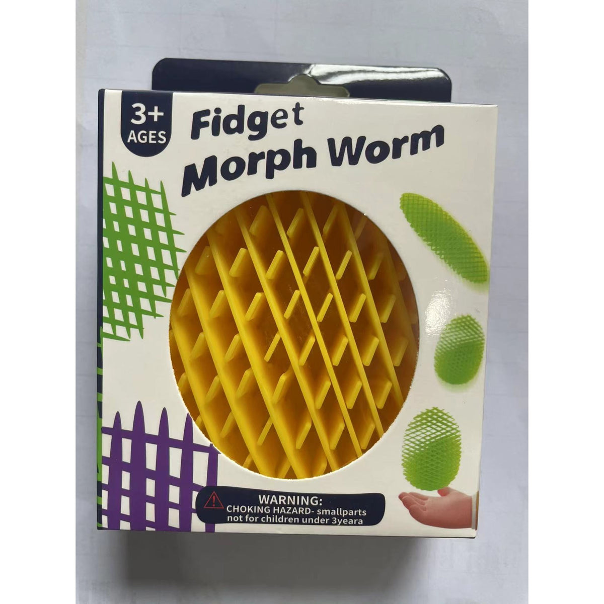 Jucarie Worm Fidget Anti Stres, Decompresie, Plastic, Galben, 6-15.5 cm