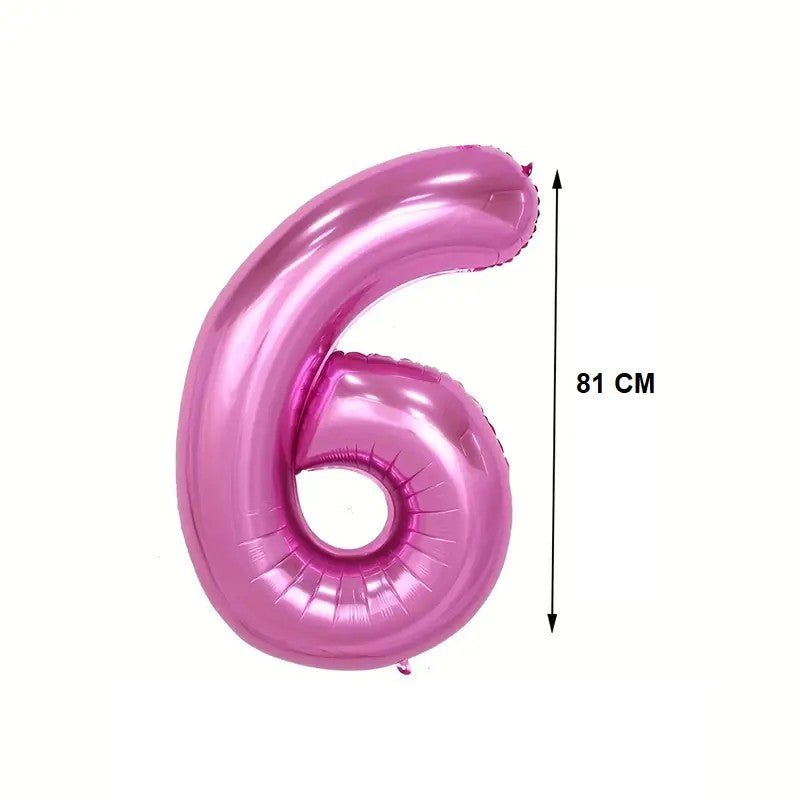 Balon din Folie Cifra 6, Balon Aniversar pentru Aer sau Heliu, Auto-Sigilant, Aluminiu, 81 cm, Mov