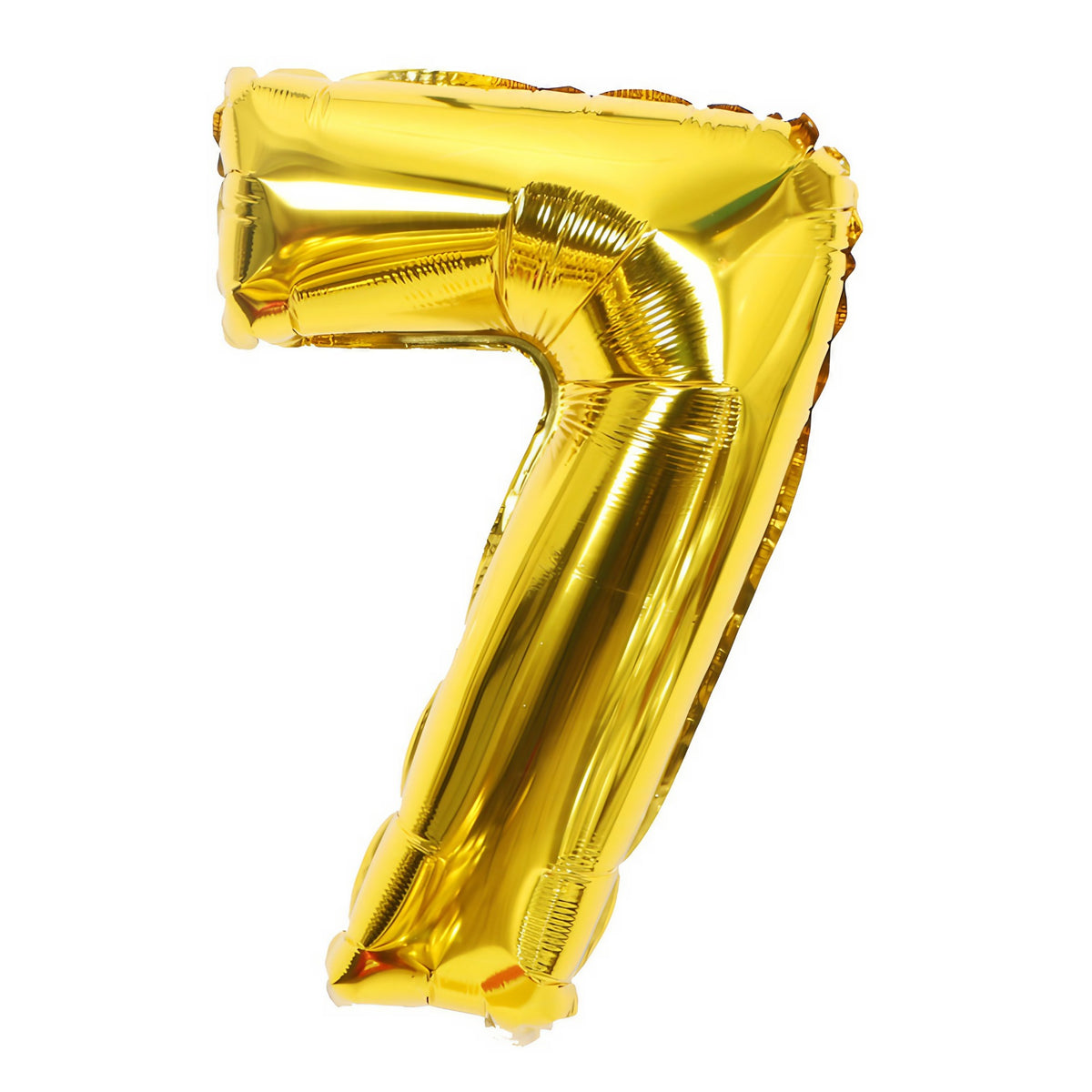 Balon Cifra 7 din Folie de Aluminiu, Umflare cu Aer sau Heliu, Reutilizabil cu Pai Inclus, 81 cm, Auriu