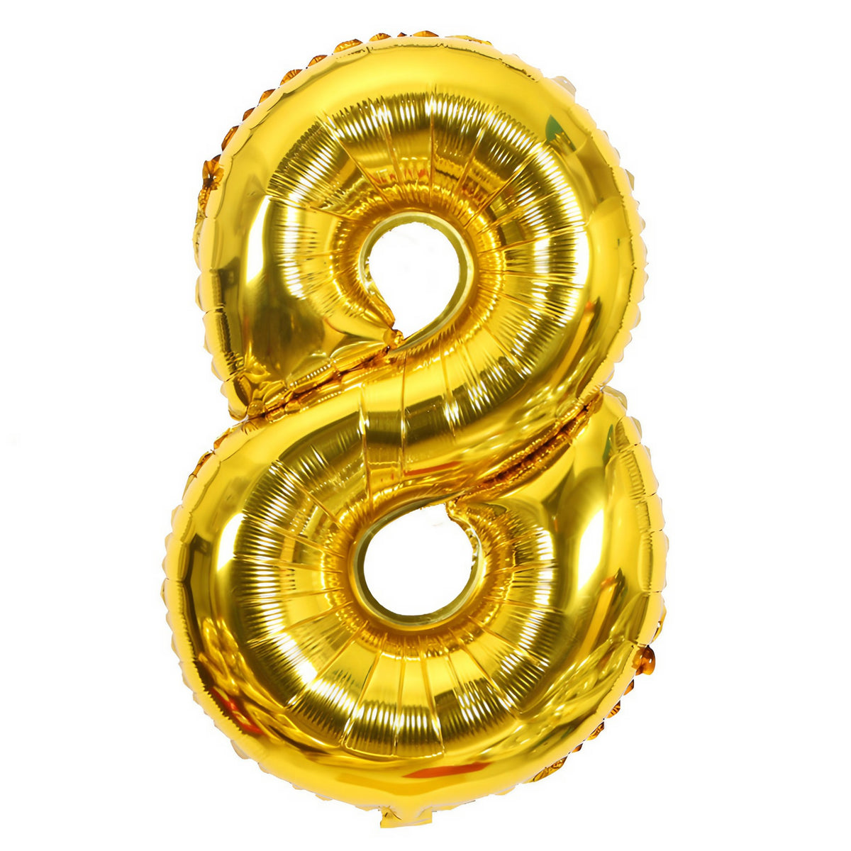 Balon din Folie Cifra 8, Balon Aniversar pentru Aer sau Heliu, Folie Aluminiu cu Pai Inclus, 81 cm, Auriu
