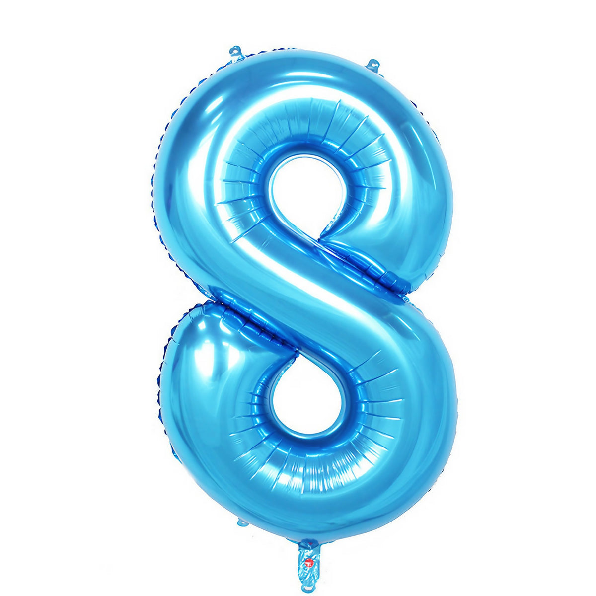 Balon din Folie Aluminiu Cifra 8, Compatibil Aer sau Heliu, Include Pai Umflare, 81 cm, Albastru
