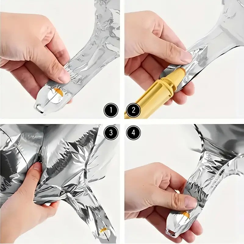 Balon Cifra 7 Din Folie Aluminiu, Pentru Aer Sau Heliu, Cu Agatatoare Si Pai Umflare Inclus, Argintiu, 81 cm