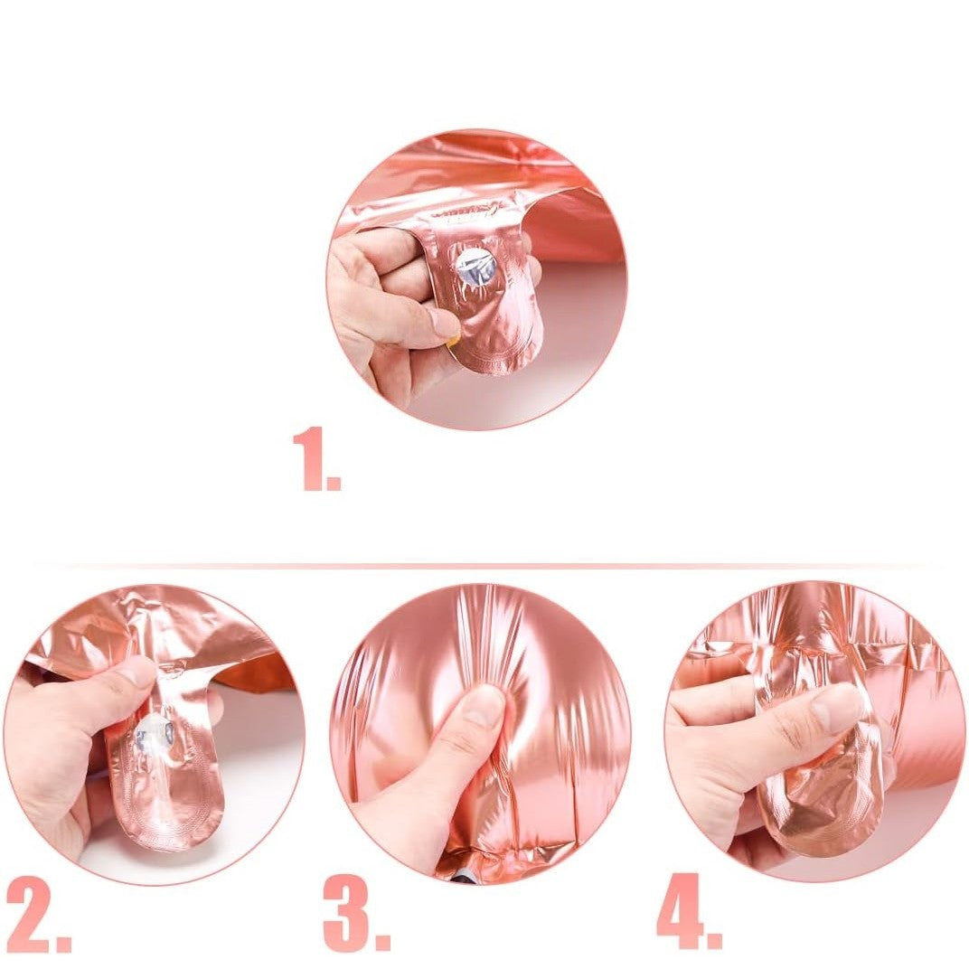 Balon din Folie Aluminiu Cifra 7, Compatibil Aer sau Heliu, Reutilizabil cu Pai de Umflare Inclus, 81 cm, Roz Auriu