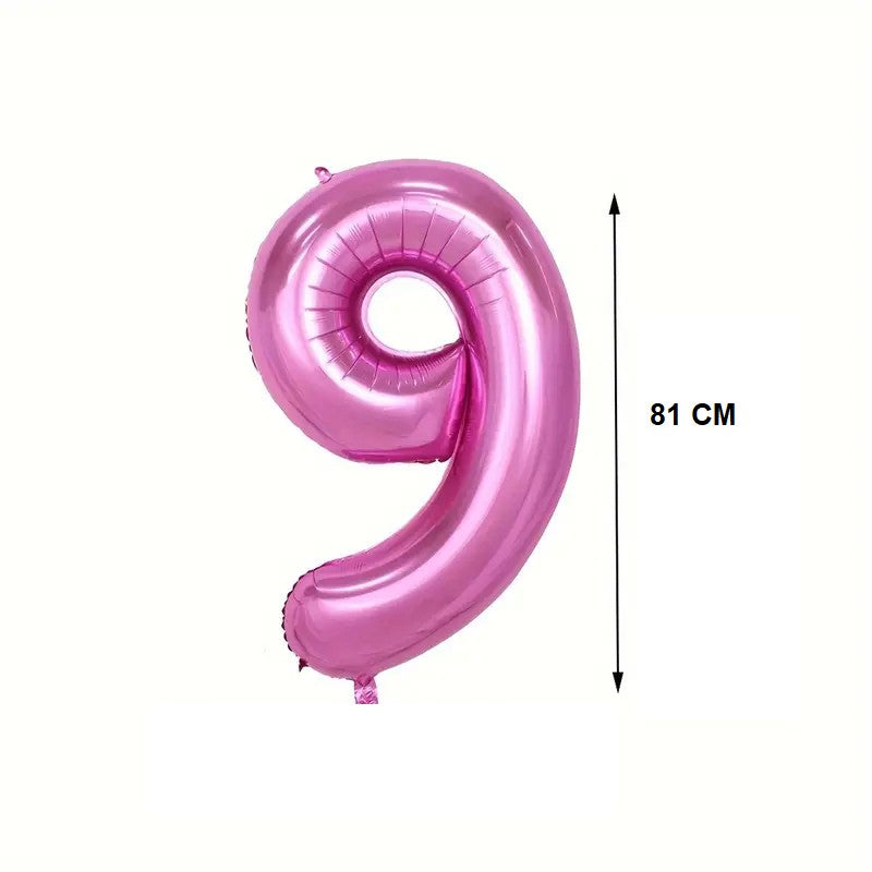 Balon Cifra 9 Pentru Aniversare, Folie Aluminiu Umflare Aer Sau Heliu, Include Pai, 81 cm, Mov