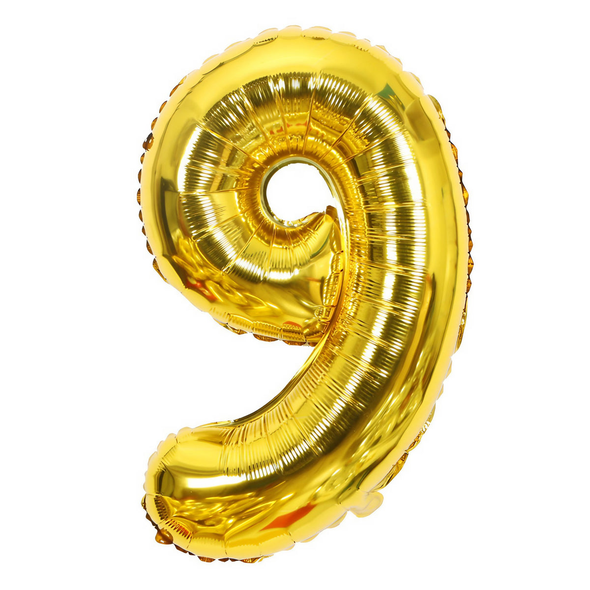 Balon Aniversar Cifra 9, Balon din Folie Aluminiu pentru Aer sau Heliu, Include Pai Umflare, 81 cm, Auriu
