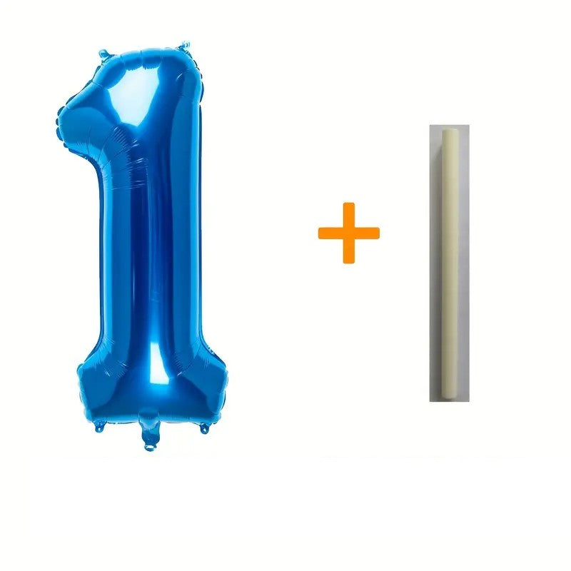 Balon Cifra 1 Pentru Aniversare, Compatibil Aer Sau Heliu, Material Folie Aluminiu, 81 cm, Albastru