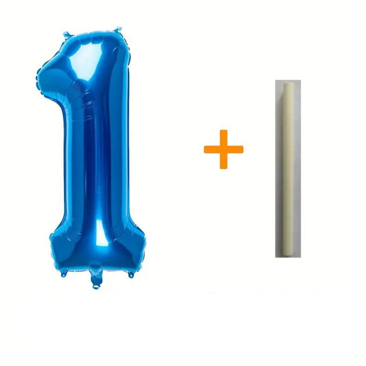 Balon Cifra 1 Pentru Aniversare, Compatibil Aer Sau Heliu, Material Folie Aluminiu, 81 cm, Albastru
