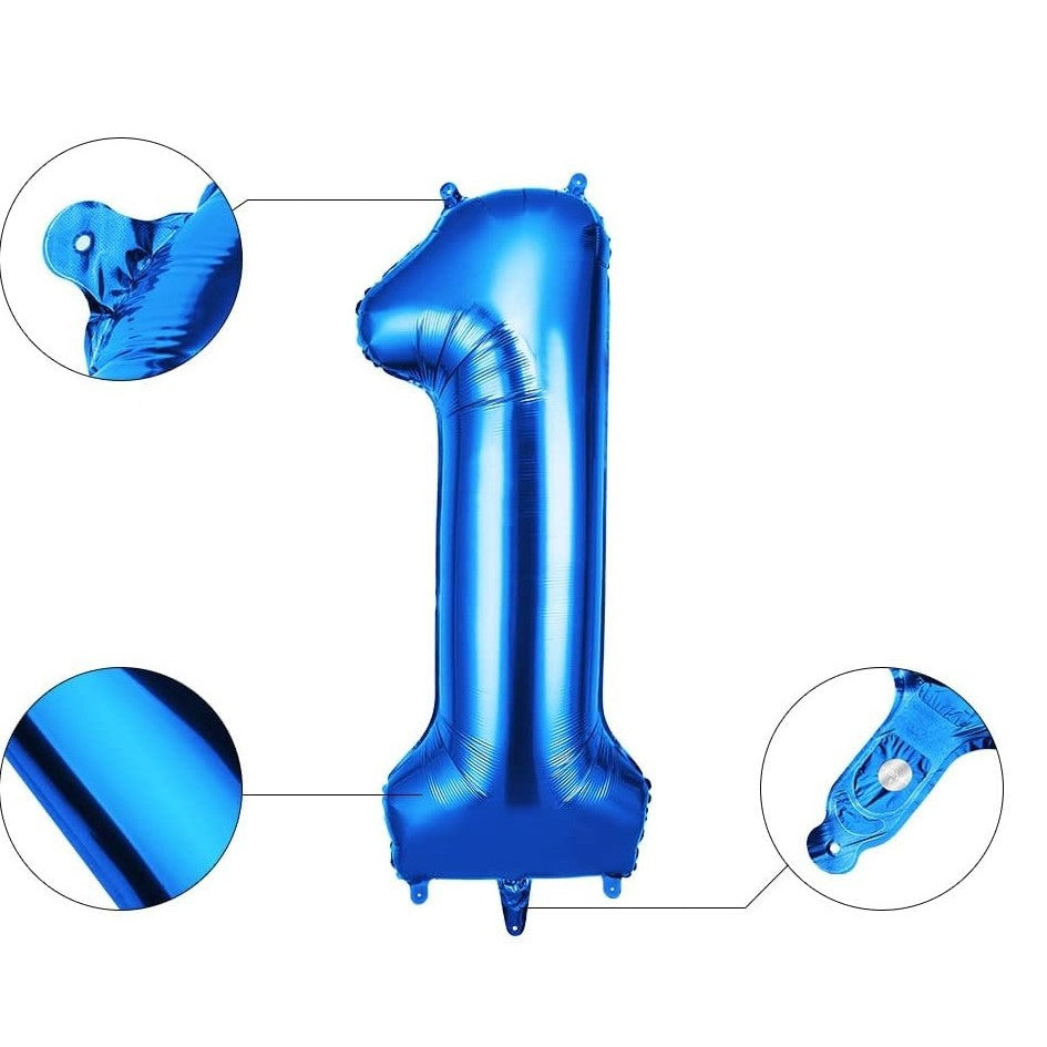 Balon Cifra 1 Pentru Aniversare, Compatibil Aer Sau Heliu, Material Folie Aluminiu, 81 cm, Albastru