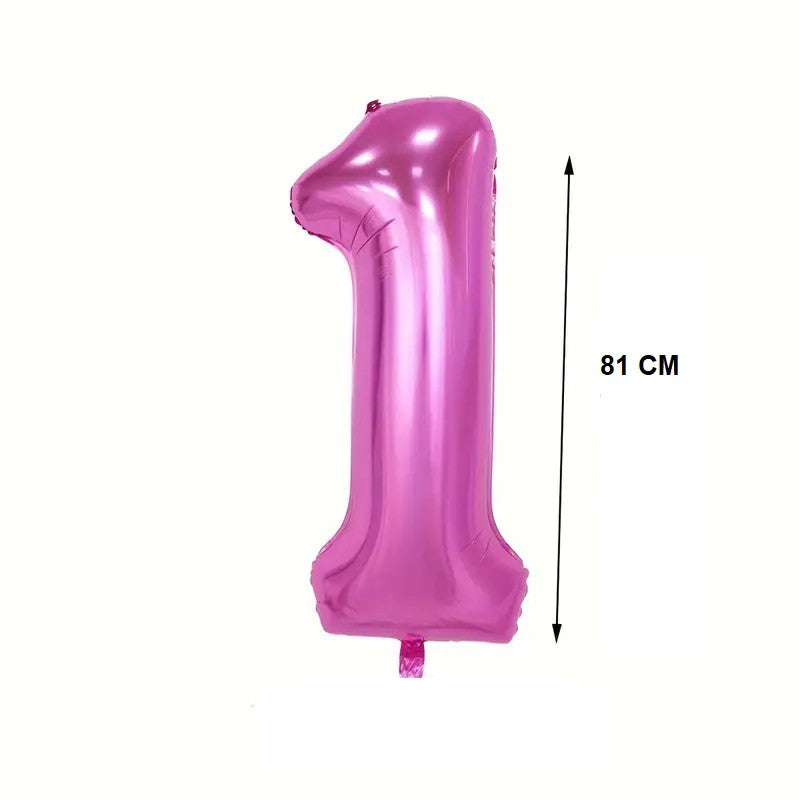 Balon Cifra 1, Balon din Folie Aluminiu pentru Aniversare, Umflare Aer sau Heliu, include Pai, 81 cm, Mov