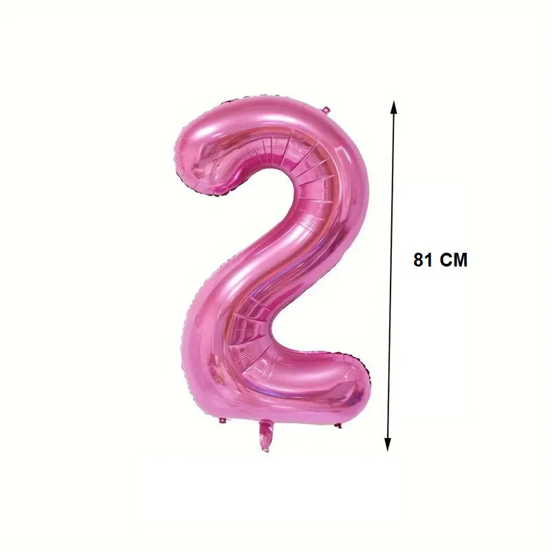 Balon Aniversar Cifra 2, Balon din Folie de Aluminiu pentru Aer sau Heliu, Reutilizabil cu Agatatoare, 81 cm, Mov