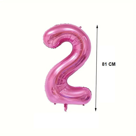 Balon Aniversar Cifra 2, Balon din Folie de Aluminiu pentru Aer sau Heliu, Reutilizabil cu Agatatoare, 81 cm, Mov
