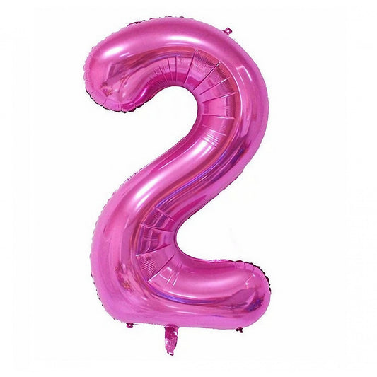 Balon Aniversar Cifra 2, Balon din Folie de Aluminiu pentru Aer sau Heliu, Reutilizabil cu Agatatoare, 81 cm, Mov