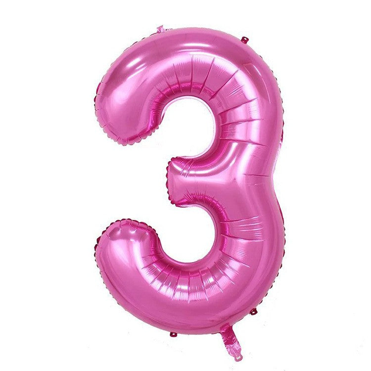 Balon Cifra 3, Balon din Folie de Aluminiu pentru Aniversari, Compatibil cu Aer sau Heliu, Include Pai Umflare, 81 cm, Mov