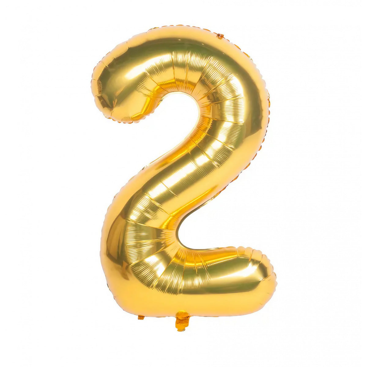 Balon din Folie de Aluminiu, Cifra 2, Compatibil Aer sau Heliu, Reutilizabil cu Supapă de Autoinchidere, Include Pai Umflare, 81 cm, Auriu