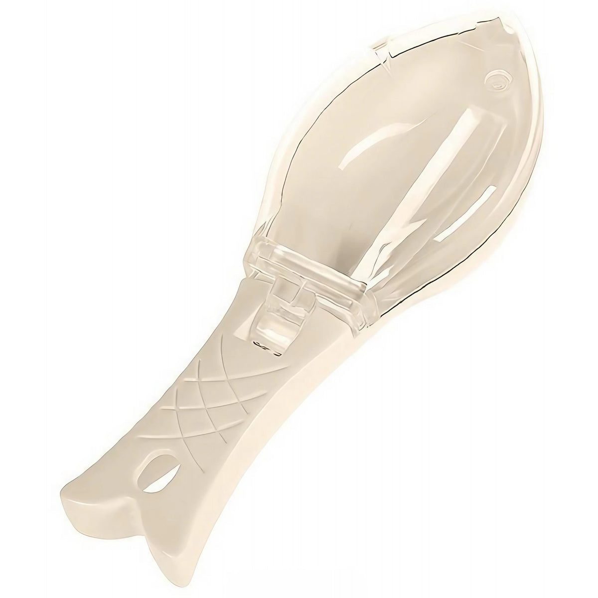 Curatator Manual Solzi de Peste, Dispozitiv cu Recipient si Capac pentru Colectare, Design Ergonomic, Plastic, Roz Pal, 16x6 cm