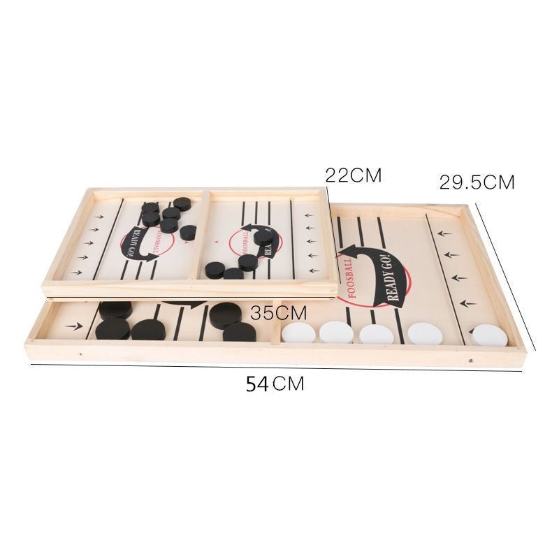 Joc Interactiv Fooseball si Hockey pe Gheata, Masa de Joc Fast Sling Puck din Lemn, 10 Piese de Joc, 2 Jucatori, Varsta +4 Ani, 35 x 22 cm, Multicolor